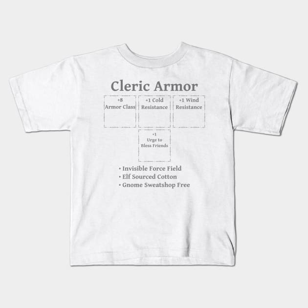 Cleric Armor: Role Playing DND 5e Pathfinder RPG Tabletop RNG Kids T-Shirt by rayrayray90